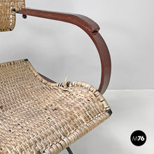 画像をギャラリービューアに読み込む, Folding chairs in straw and brown metal, 2000s
