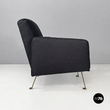 将图片加载到图库查看器，Black fabric armchairs, 1970s
