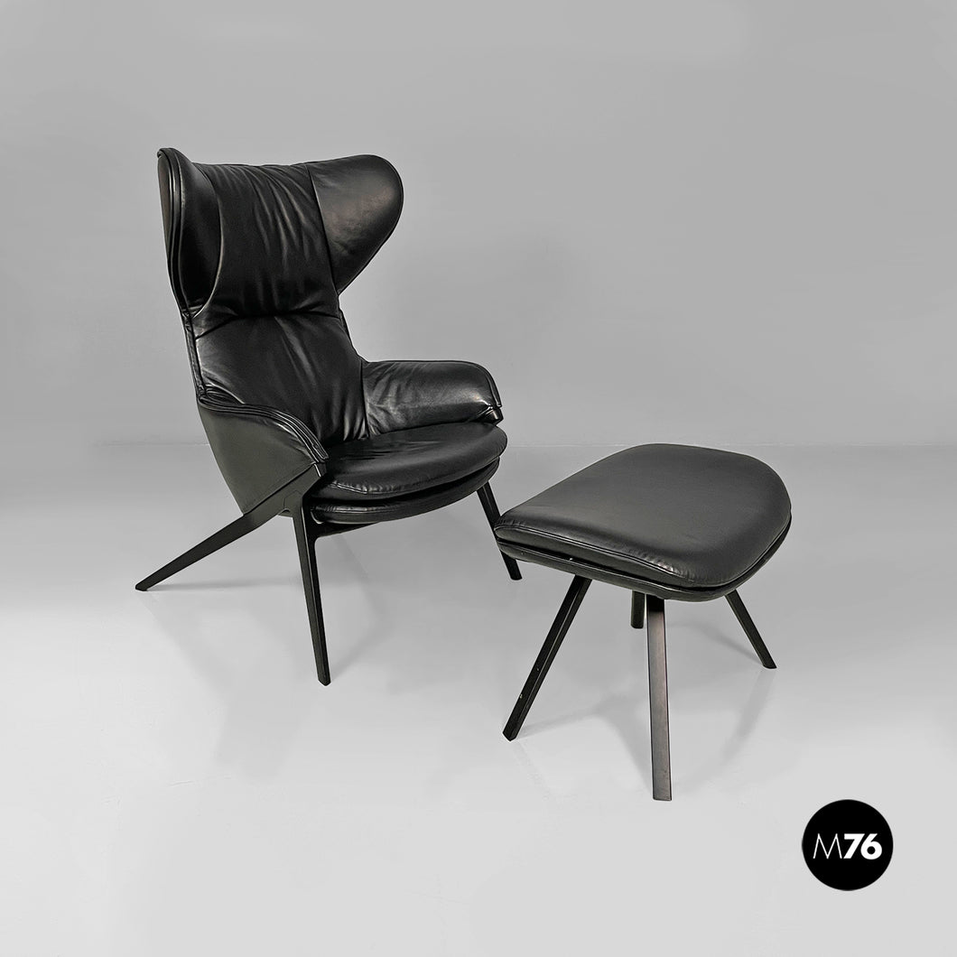 Armchair P22 with ottoman by Patrick Norguet for Cassina, 2010s