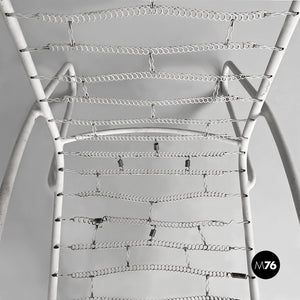 Iron outdoor armchairs in white and azure, 1960s