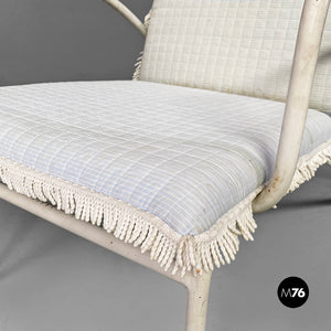 Iron outdoor armchairs in white and azure, 1960s