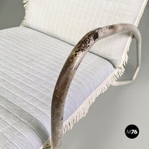Iron outdoor armchairs in white and azure, 1960s