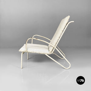 Iron outdoor armchairs in white and azure, 1960s