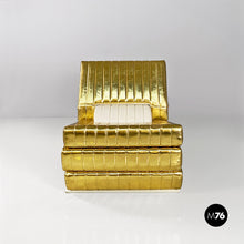 Load image into Gallery viewer, Gold and white Libro armchair by Gianni Pareschi and Umberto Orsini of DAM Group for Busnelli, 2000s
