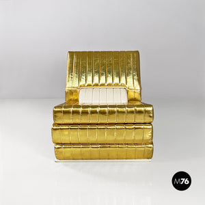 Gold and white Libro armchair by Gianni Pareschi and Umberto Orsini of DAM Group for Busnelli, 2000s