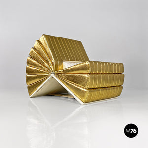 Gold and white Libro armchair by Gianni Pareschi and Umberto Orsini of DAM Group for Busnelli, 2000s