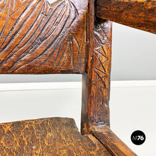 将图片加载到图库查看器，Italian, carved wood high back chair with armrests, 1800s
