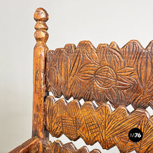 将图片加载到图库查看器，Italian, carved wood high back chair with armrests, 1800s
