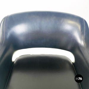 Black faux leather and steel armchair by Cassina, 1960s