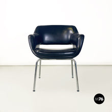 Load image into Gallery viewer, Black faux leather and steel armchair by Cassina, 1960s
