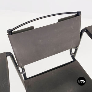 Black leather and metal Spaghetti armchair by Giandomenico Belotti for Alias, 1980s