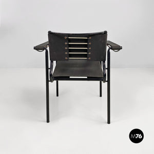 Black leather and metal Spaghetti armchair by Giandomenico Belotti for Alias, 1980s