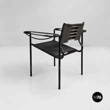 将图片加载到图库查看器，Black leather and metal Spaghetti armchair by Giandomenico Belotti for Alias, 1980s
