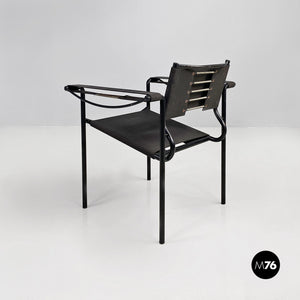 Black leather and metal Spaghetti armchair by Giandomenico Belotti for Alias, 1980s