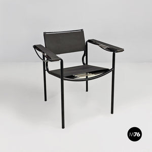 Black leather and metal Spaghetti armchair by Giandomenico Belotti for Alias, 1980s