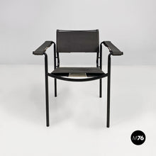 将图片加载到图库查看器，Black leather and metal Spaghetti armchair by Giandomenico Belotti for Alias, 1980s
