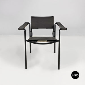 Black leather and metal Spaghetti armchair by Giandomenico Belotti for Alias, 1980s