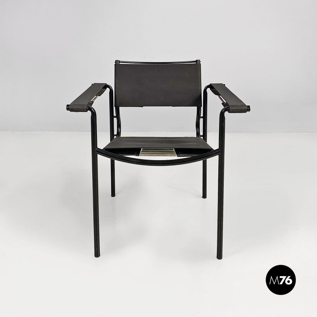 Black leather and metal Spaghetti armchair by Giandomenico Belotti for Alias, 1980s