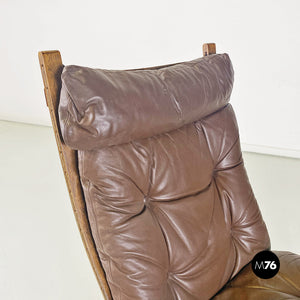 Wood and leather Siesta armchair by Ingmar Relling for Westnofa Vestlandske, 1970s