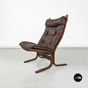 Wood and leather Siesta armchair by Ingmar Relling for Westnofa Vestlandske, 1970s
