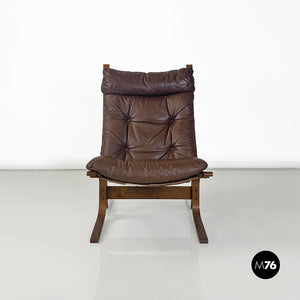 Wood and leather Siesta armchair by Ingmar Relling for Westnofa Vestlandske, 1970s