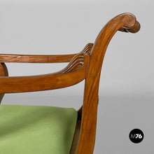 将图片加载到图库查看器，Armchairs in green fabric and wood, 1930s
