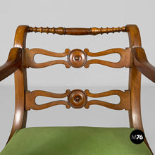 将图片加载到图库查看器，Armchairs in green fabric and wood, 1930s
