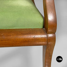 将图片加载到图库查看器，Armchairs in green fabric and wood, 1930s

