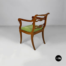 将图片加载到图库查看器，Armchairs in green fabric and wood, 1930s
