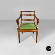 将图片加载到图库查看器，Armchairs in green fabric and wood, 1930s

