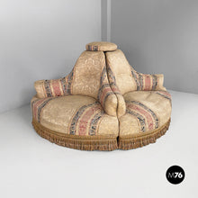 画像をギャラリービューアに読み込む, Modular round sofa in fabric and wood, 1950s
