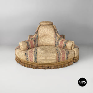 Modular round sofa in fabric and wood, 1950s