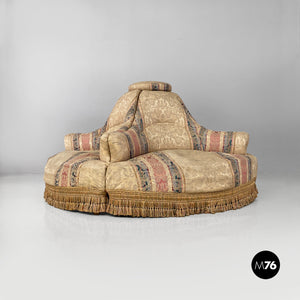 Modular round sofa in fabric and wood, 1950s