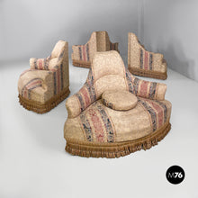 画像をギャラリービューアに読み込む, Modular round sofa in fabric and wood, 1950s
