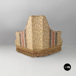 Modular round sofa in fabric and wood, 1950s