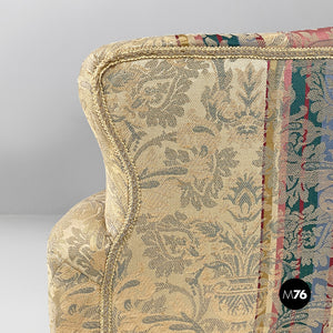 Modular round sofa in fabric and wood, 1950s