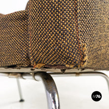 将图片加载到图库查看器，Original brown fabric and steel armchairs Kay Korbing for Godtfred, 1960s
