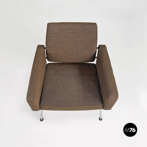 Original brown fabric and steel armchairs Kay Korbing for Godtfred, 1960s