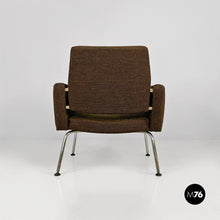 将图片加载到图库查看器，Original brown fabric and steel armchairs Kay Korbing for Godtfred, 1960s
