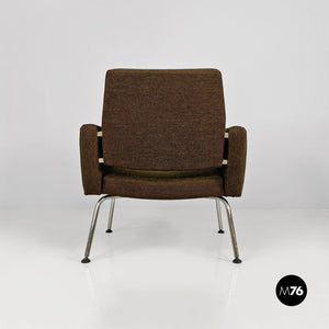 Original brown fabric and steel armchairs Kay Korbing for Godtfred, 1960s