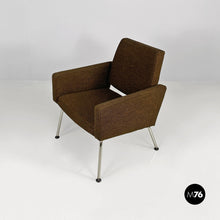 将图片加载到图库查看器，Original brown fabric and steel armchairs Kay Korbing for Godtfred, 1960s
