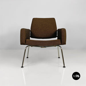 Original brown fabric and steel armchairs Kay Korbing for Godtfred, 1960s