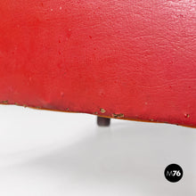 将图片加载到图库查看器，Red leather armchairs with armrests and wooden legs, 1940s
