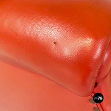 将图片加载到图库查看器，Red leather armchairs with armrests and wooden legs, 1940s
