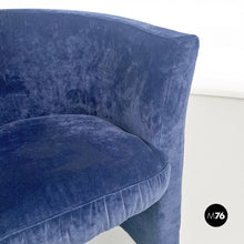 Load image into Gallery viewer, Blue velvet tub armchairs, 1970s
