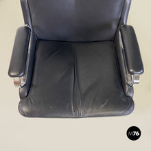 Carica l&#39;immagine nel visualizzatore di Gallery, Leather and steel armchairs on wheels by Saporiti Italia, 1970s
