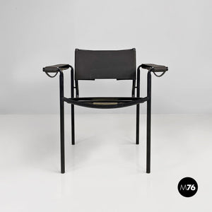 Black leather and metal Spaghetti armchairs by Giandomenico Belotti for Alias, 1980s