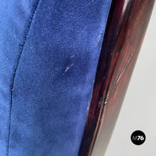 画像をギャラリービューアに読み込む, Dark blue velvet and black wood armchairs, 1960s

