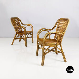 Rattan armchairs with armrests, 1960s