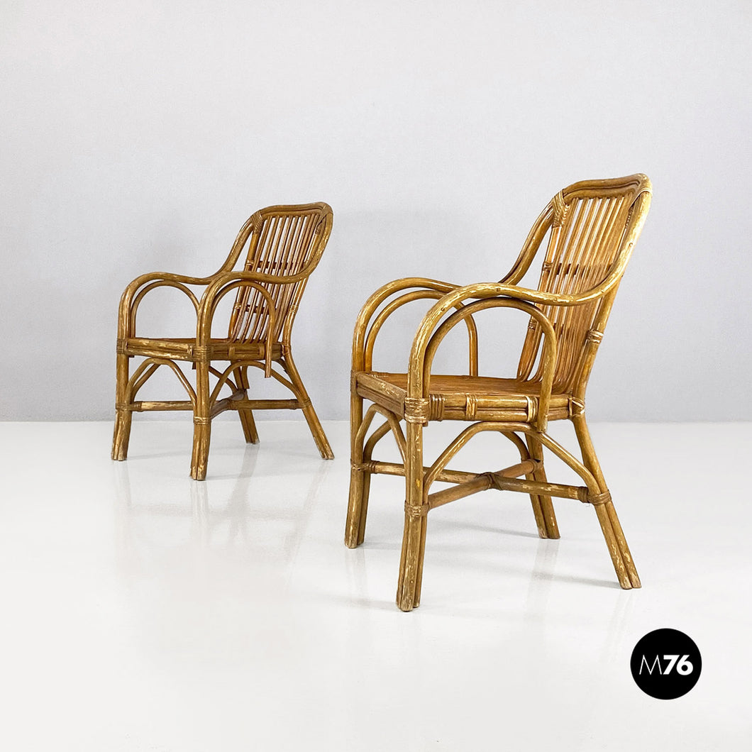 Rattan armchairs with armrests, 1960s